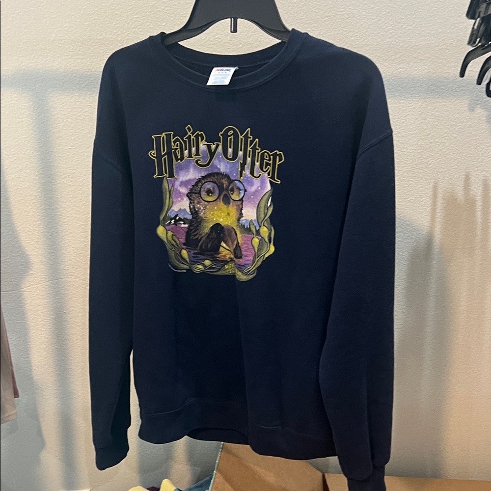 Navy Blue “Hairy Otter” unisex Medium Sweatshirt